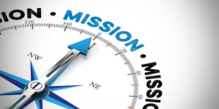 Compass needle pointing to Mission